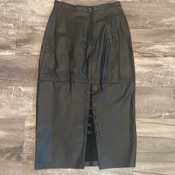 Vintage Skirts Vintage Leather High Waist Midi Skirt Poshmark